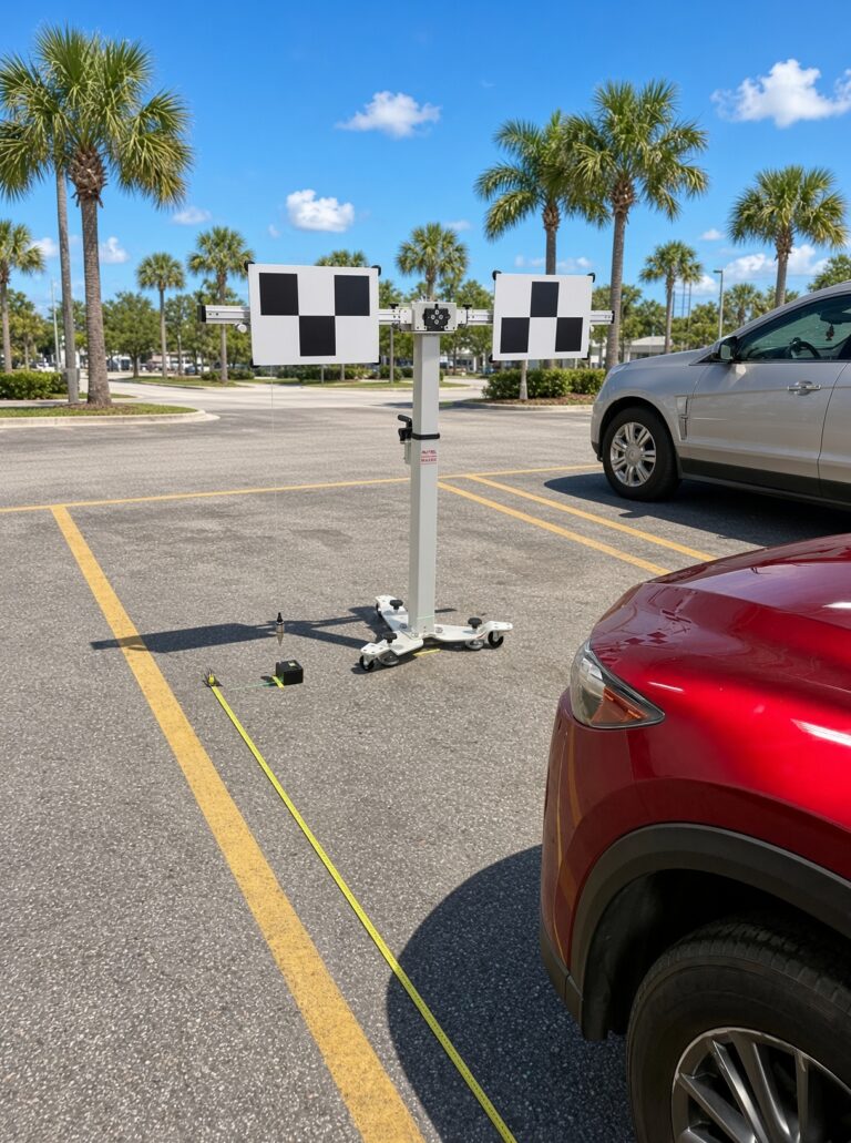 ADAS calibration targets set up on site