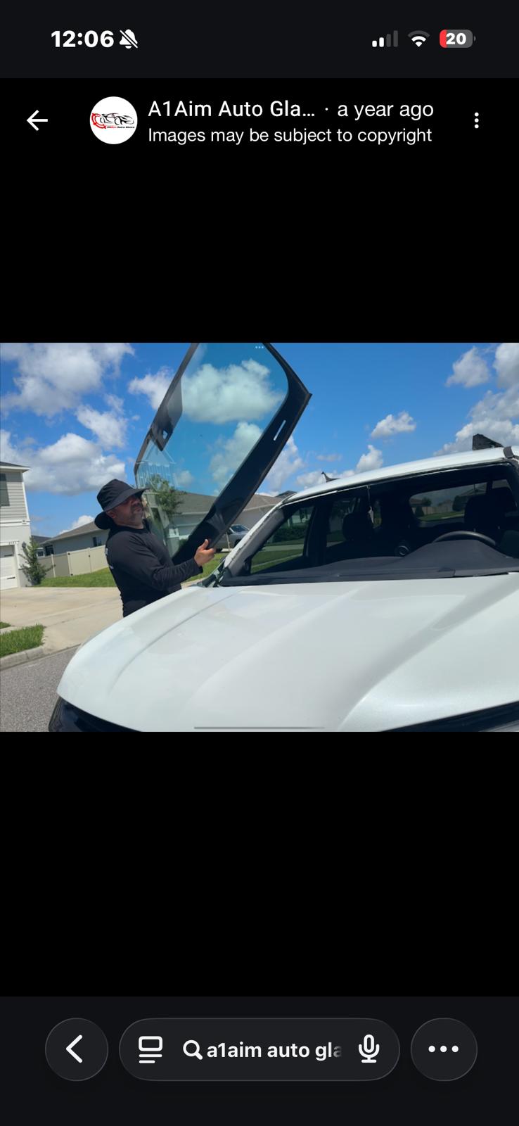 Windshield install in a driveway