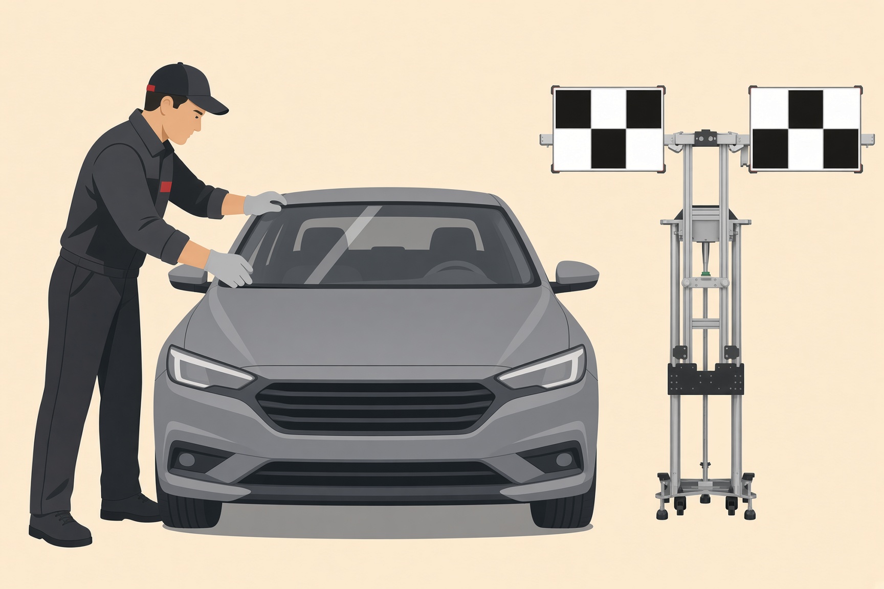 Windshield install with an ADAS calibration stand