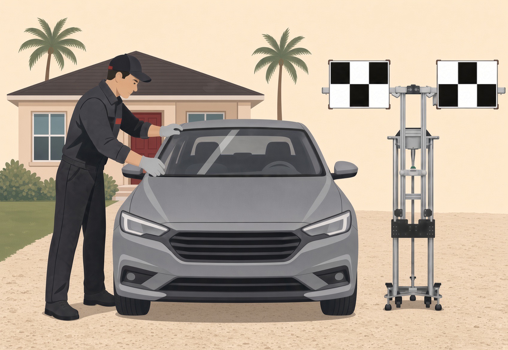 Windshield install with an ADAS calibration stand