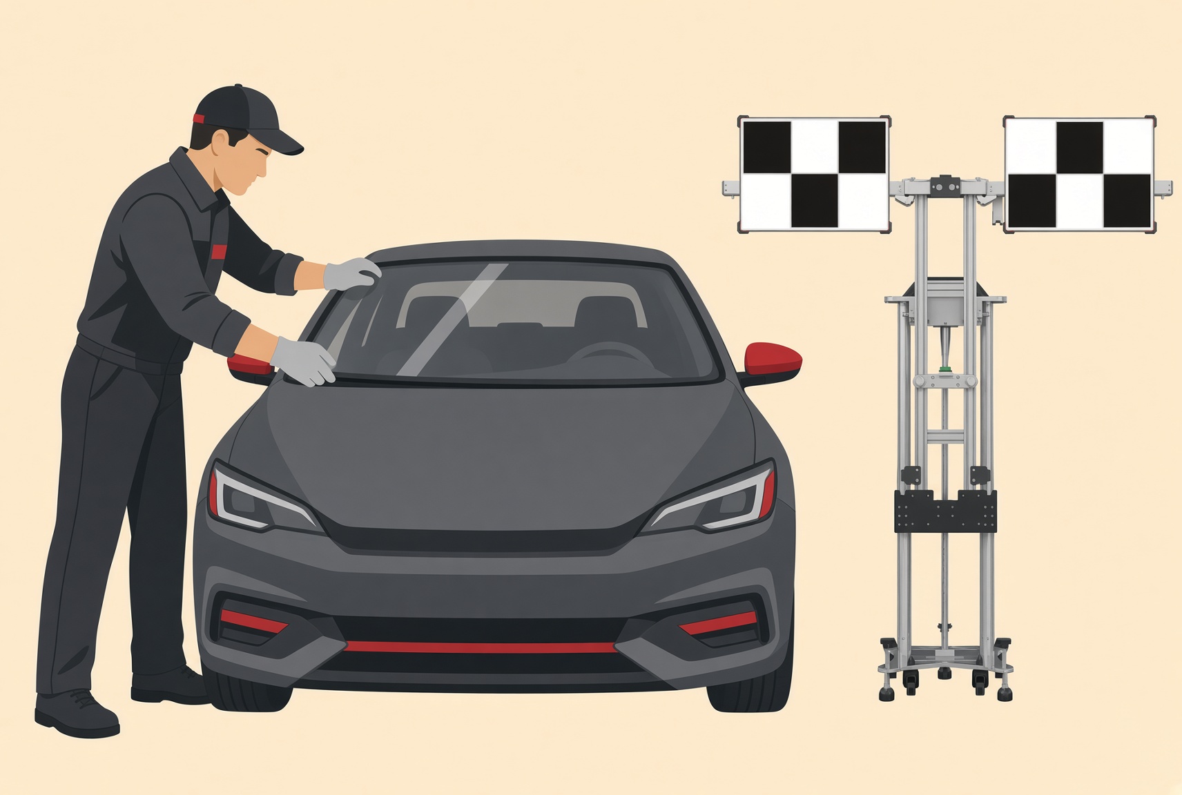 Windshield install with an ADAS calibration stand